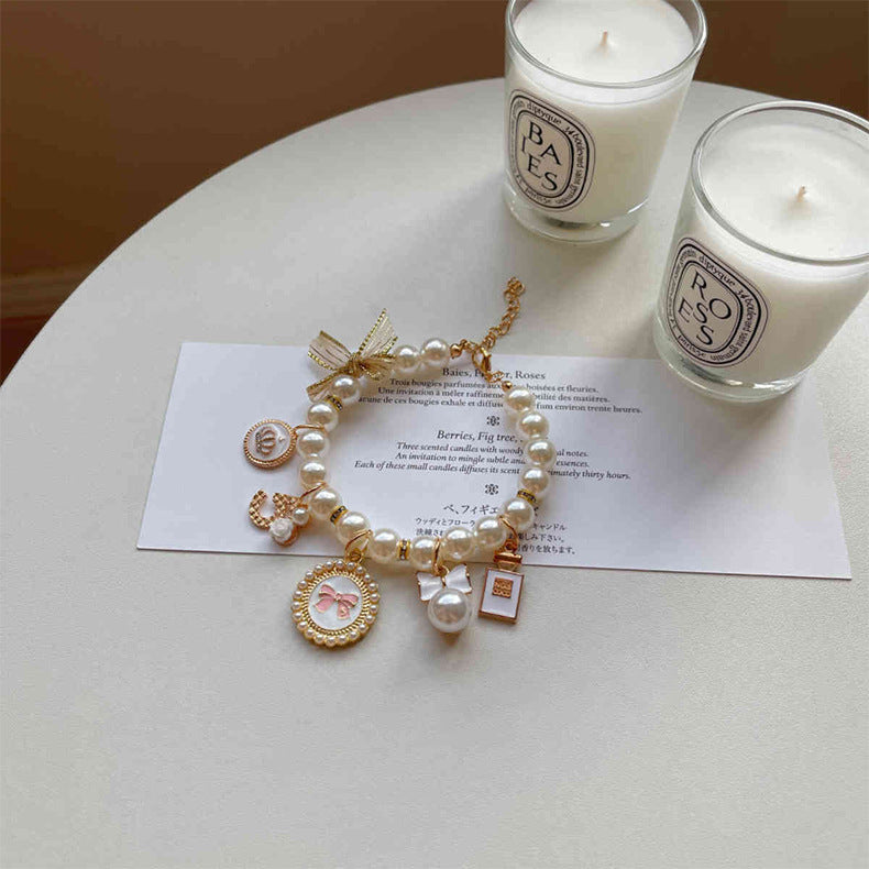 White 4-PCS Pearl Charm Pet Necklace - Adjustable Bowknot Collar for Small Dogs & Cats (M: 25+5CM)