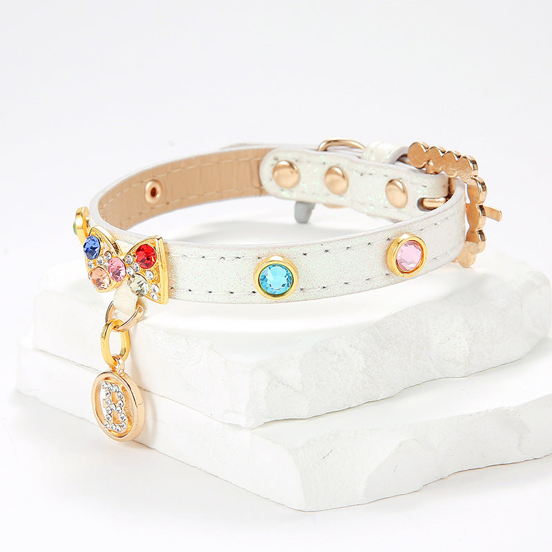 2-PCS Sparkling Rhinestone Bow Cat Collar - Adorable & Safe Pet Collar XL