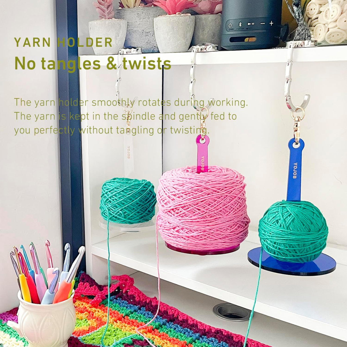 Transparent 2-Piece Acrylic Portable Wrist Yarn Holder - Knitting & Crochet Stand