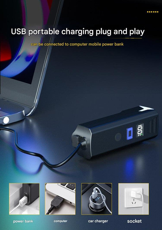 Bike Headlight - Rechargeable LED Bicycle Front Light, 85? Floodlight (Battery Display Model)