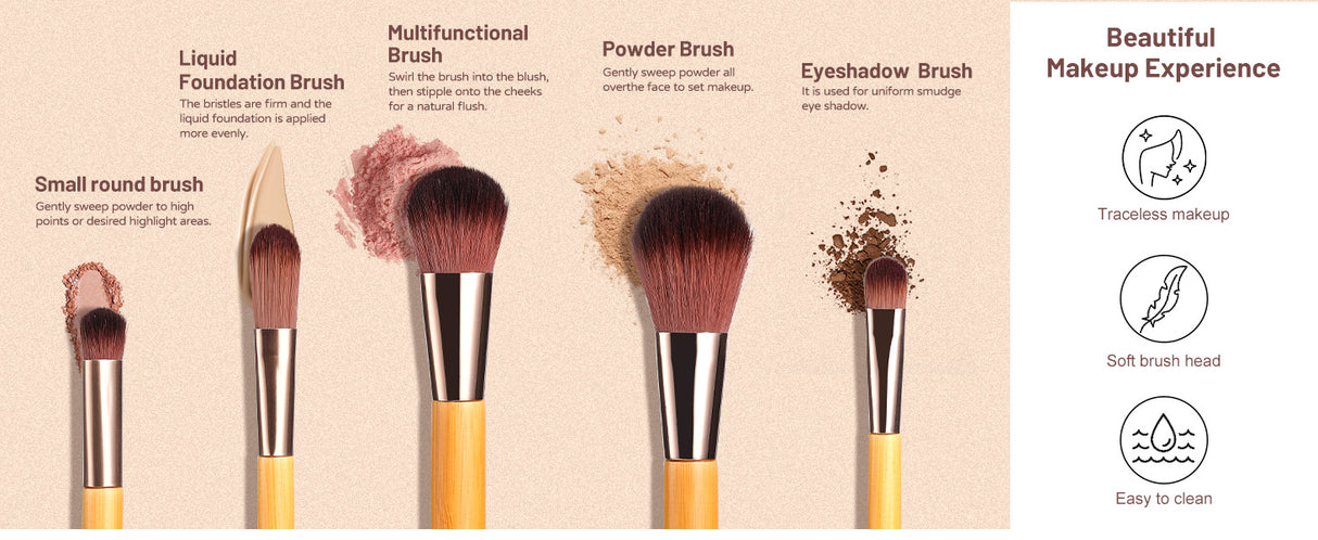 Portable Travel Makeup Brush Set with LED Mirror - Your Beauty Essentials On-The-Go