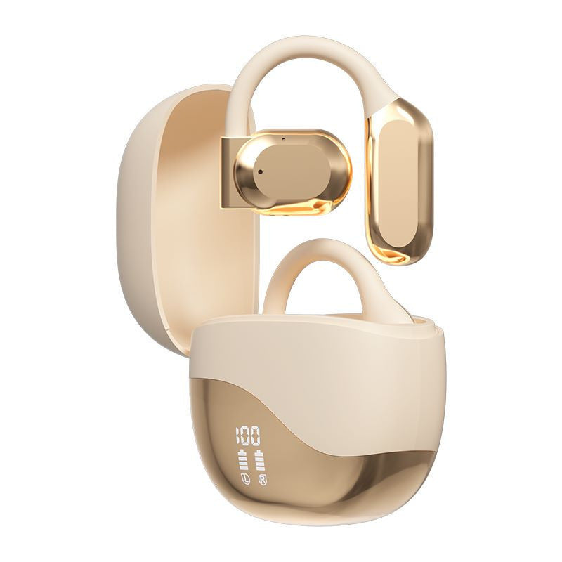 Gold Open Ear Bluetooth 5.3 Headphones - Non-In-Ear, Ear Hook, Wireless Sports