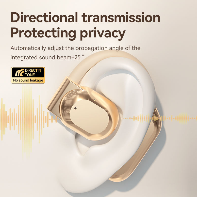 Black Open Ear Bluetooth 5.3 Headphones - Non-In-Ear, Ear Hook, Wireless Sports