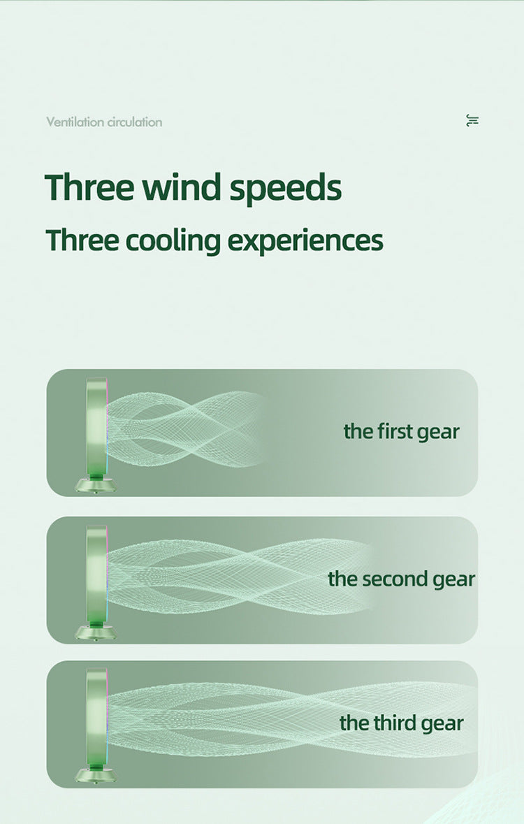 White RGB Desktop Fan - USB Rechargeable, 3-Speed, 180° Adjustable, LED Light