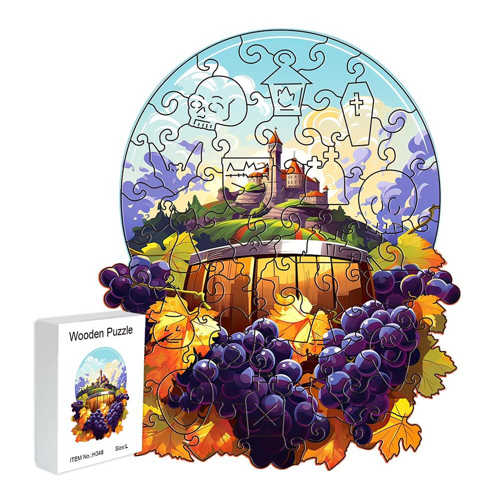 Wine grapes Wooden Puzzle - Vegetable & Fruit Design, Home Decor, Educational Toy (Size M)