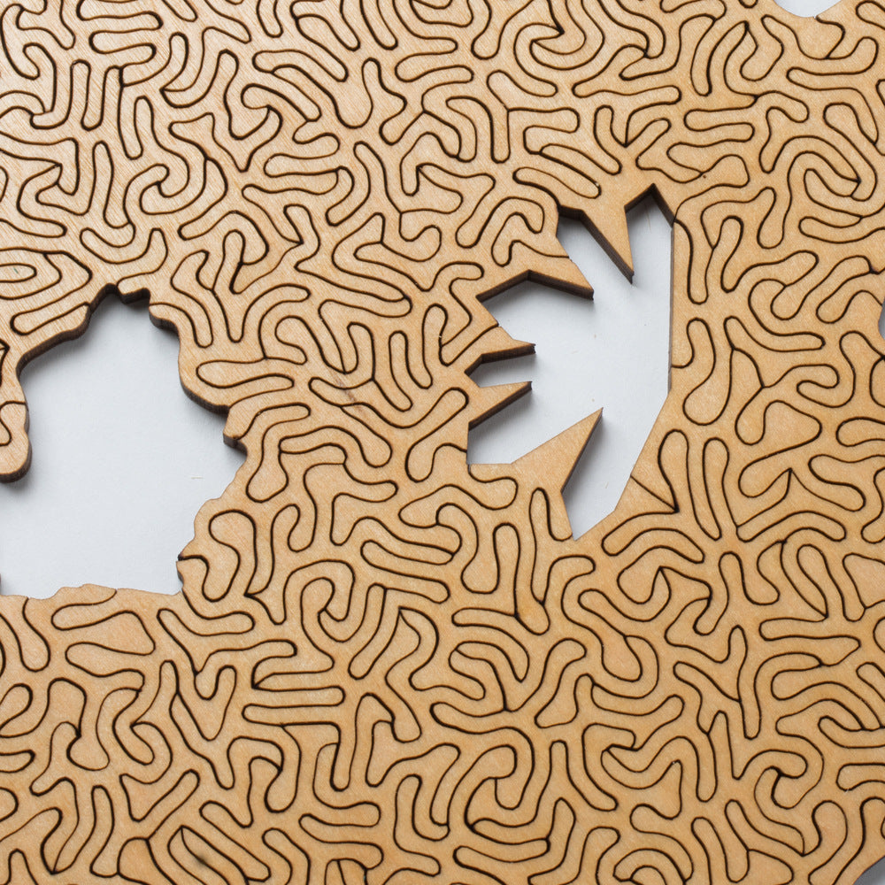 Blue Algorithmic Agate Jigsaw Puzzle - 164 Unique Wooden Pieces