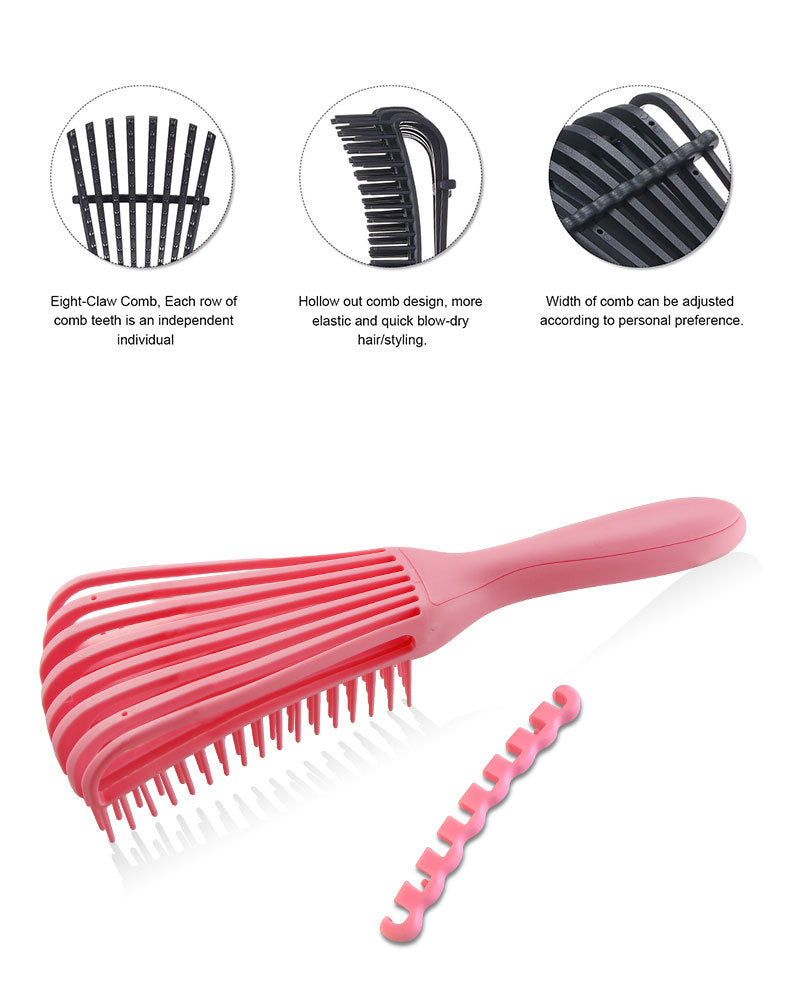 3 - pcs Yellow Detangling Brush - Octopus Design for Effortless Hair Care