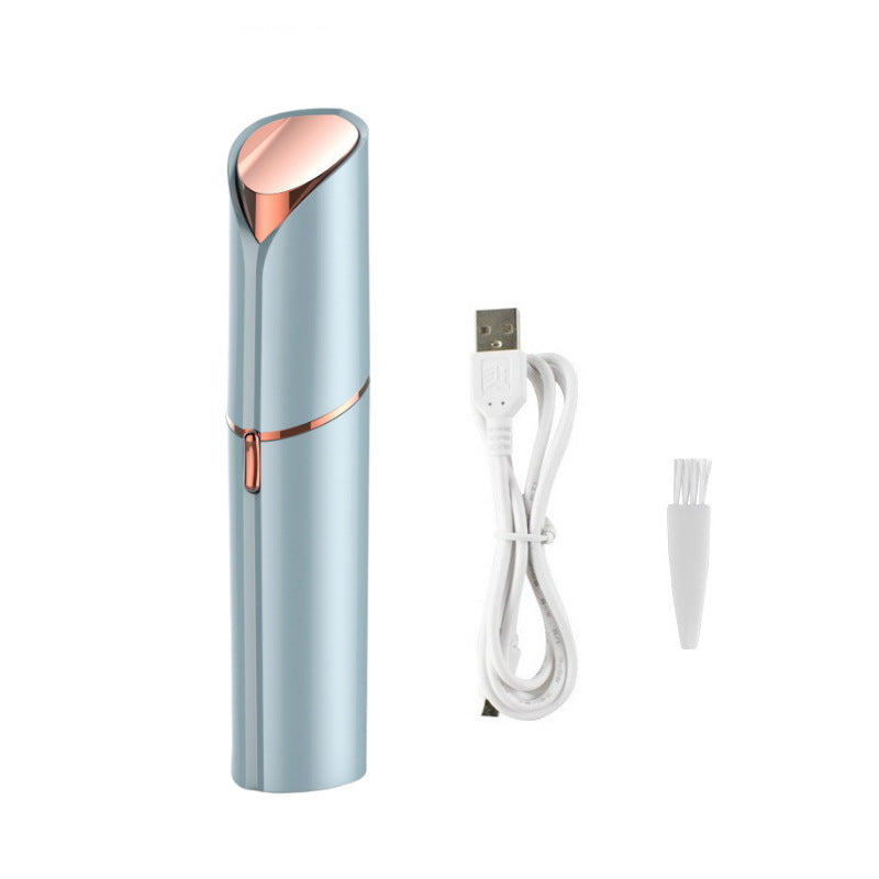 Blue Mini Lipstick Electric Shaver - USB Rechargeable Facial Hair Remover