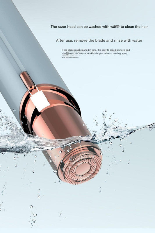 Blue Mini Lipstick Electric Shaver - USB Rechargeable Facial Hair Remover