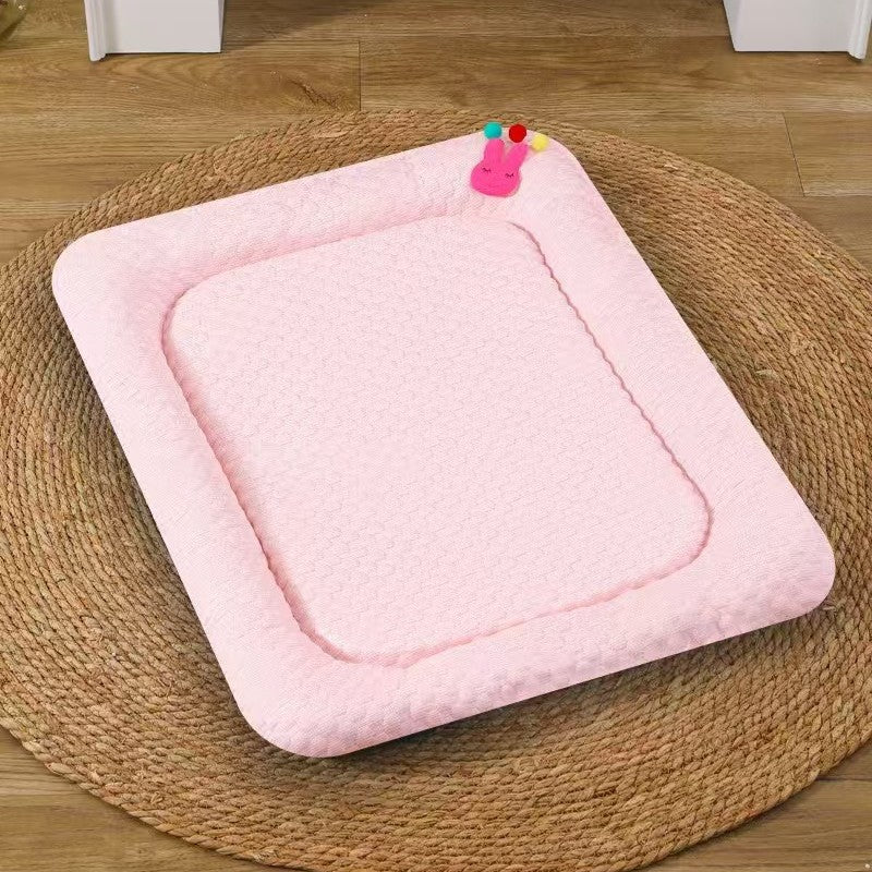 Pink Breathable Cooling Pet Mat - Ice Bean Summer Bed for Small Dogs (M : 42x58cm)