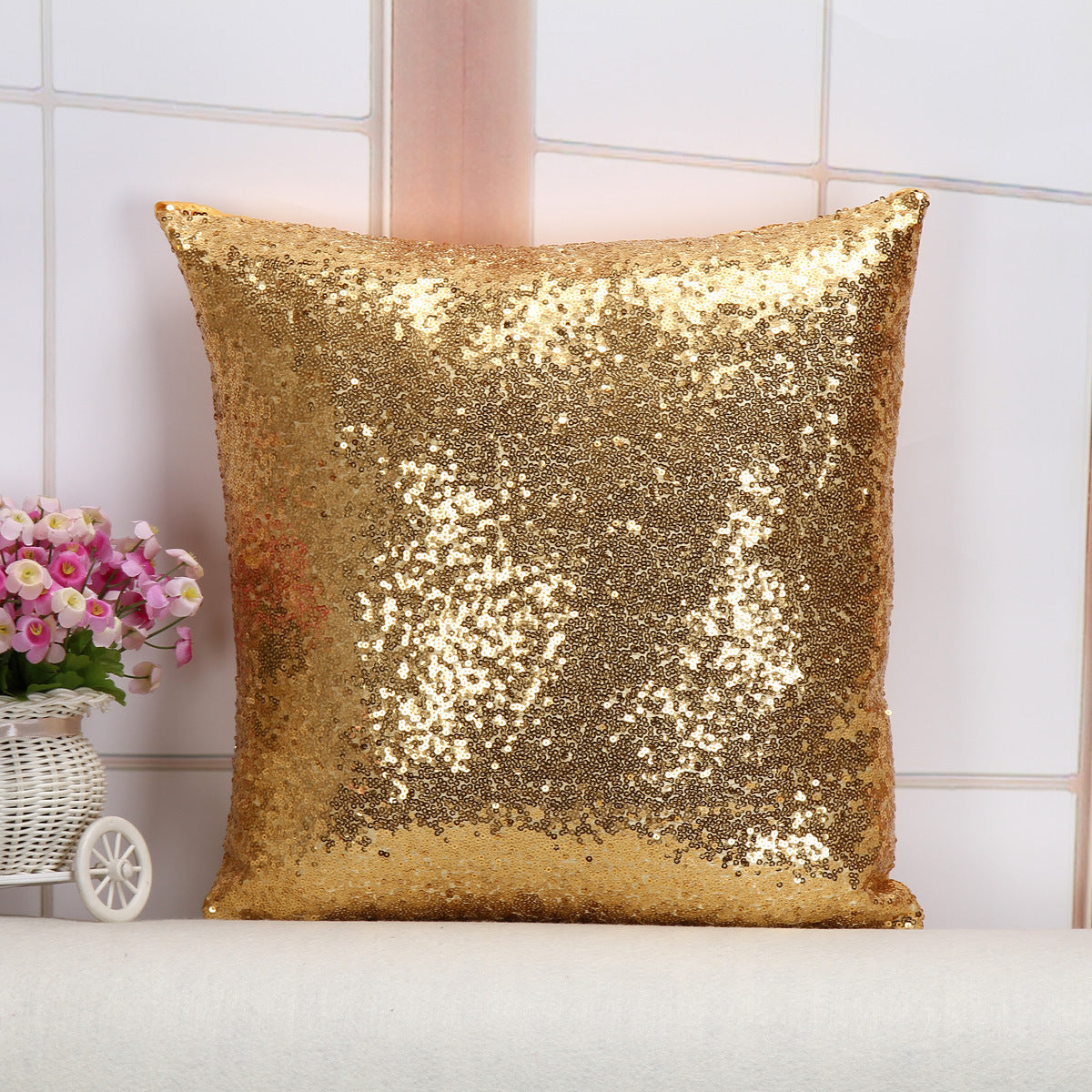 Shiny Sequin Pillowcase - Single-sided gorgeous pillowcase (Gold pair: 45x45cm)
