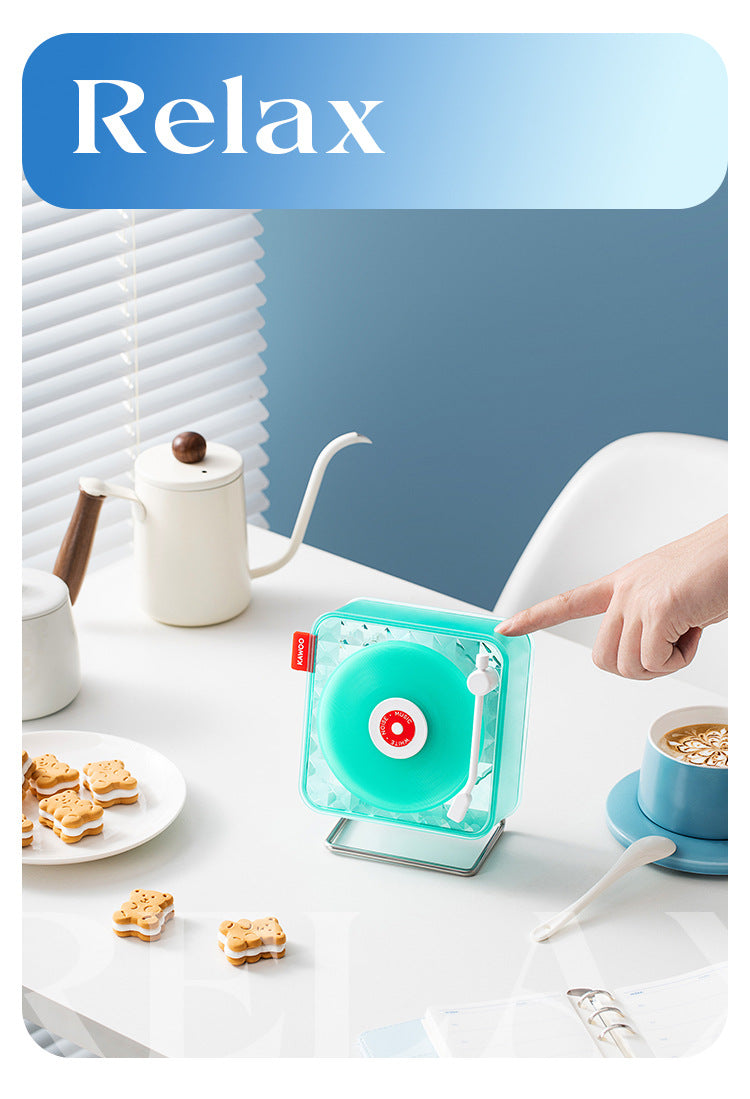 Green Retro Bluetooth Speaker - Transparent Vinyl Design with RGB Light