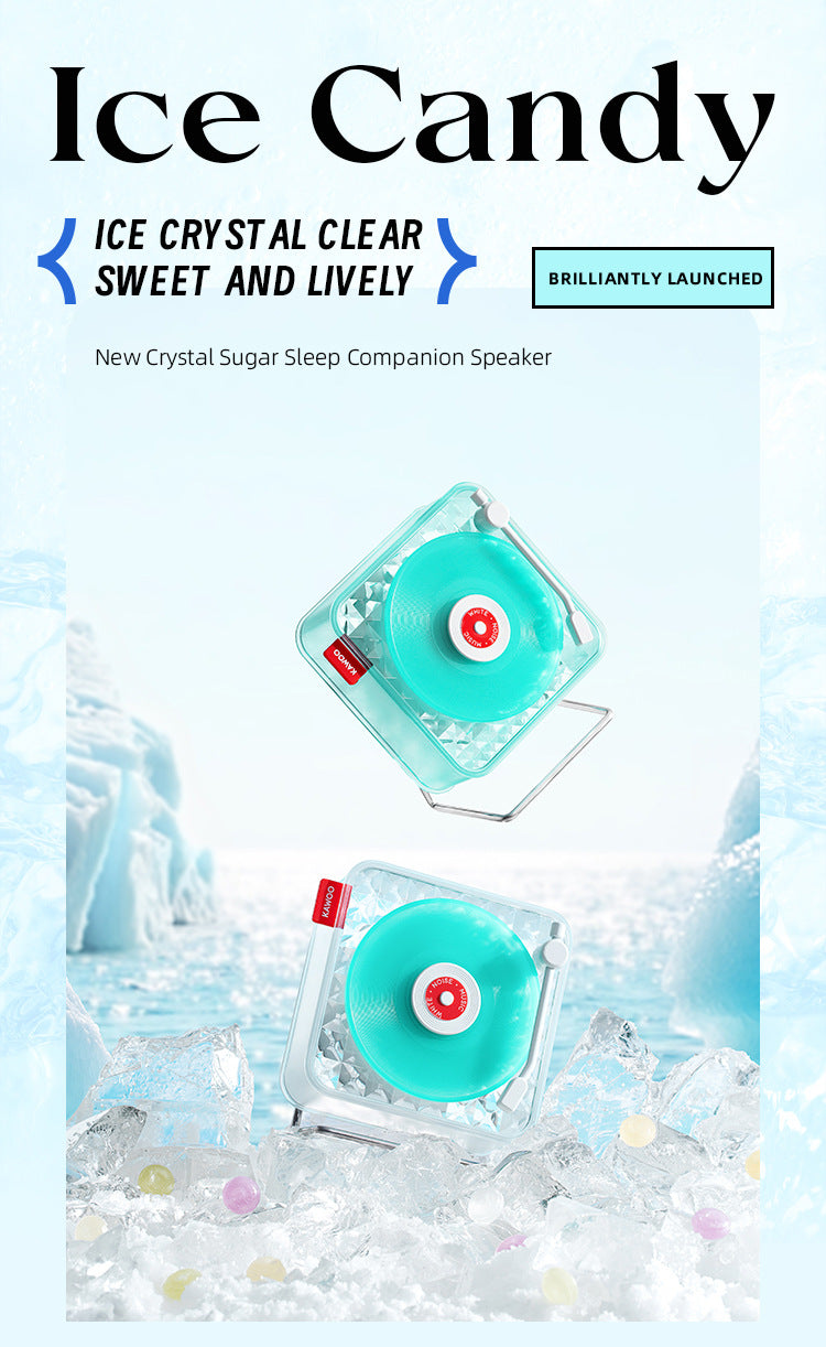 Green Retro Bluetooth Speaker - Transparent Vinyl Design with RGB Light