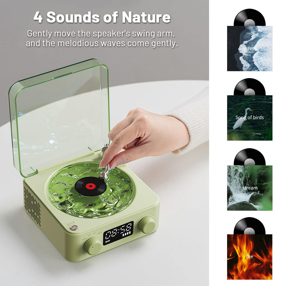 Black Waves Retro Bluetooth Speaker Clock with Ambient Light Projector