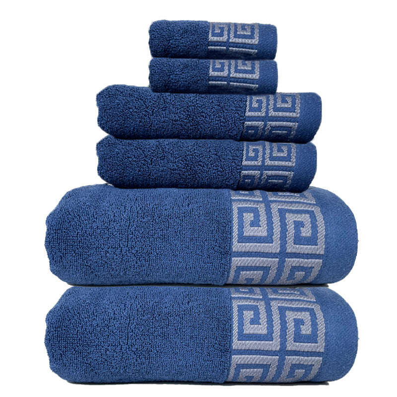 Blue Luxury Cotton Towel Set - 6-Piece Highly Absorbent Bath & Hand Towels