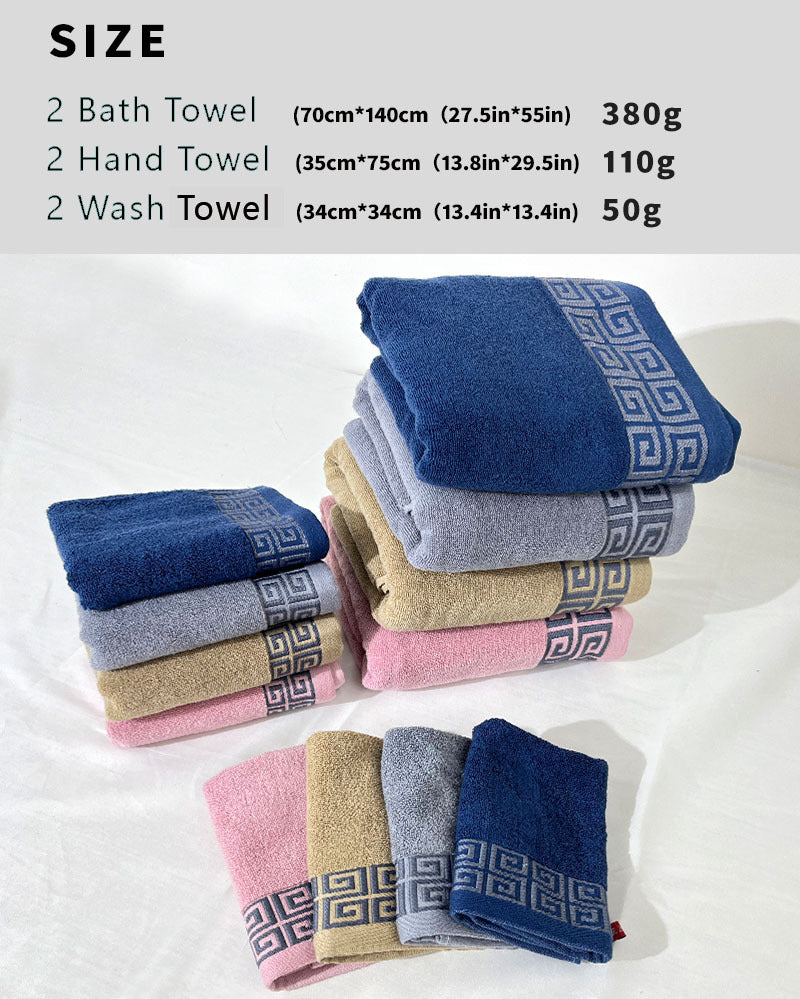 Blue Luxury Cotton Towel Set - 6-Piece Highly Absorbent Bath & Hand Towels