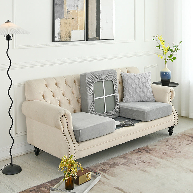 2 Pcs Light Grey Elegant Polyester Sofa Cover - Full Protection Against Cat Scratches & Wear