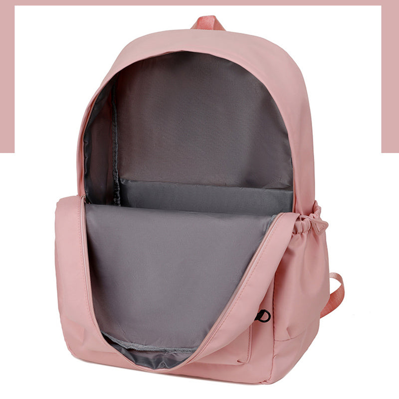 Black Large Capacity Travel Backpack for Girls - Waterproof School Bag with Detachable Pencil Case