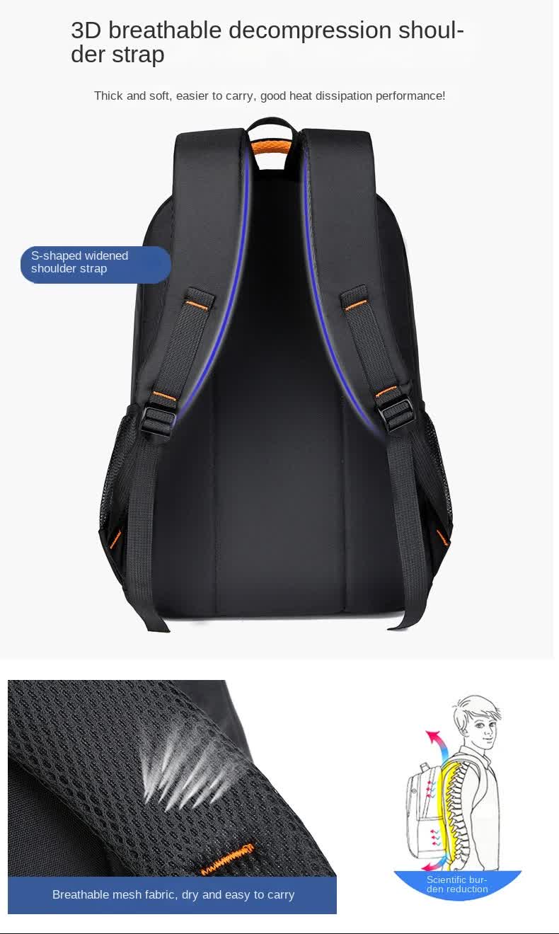 Black Large Capacity Business Backpack for Men and Women - Waterproof Laptop School Bag with Breathable Design