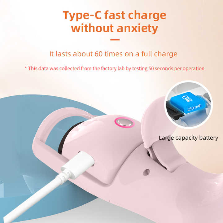 Pink Heated Eyelash Curler - 3 Temperature Settings, Long-Lasting Curl, Mini Electric Lash Curler
