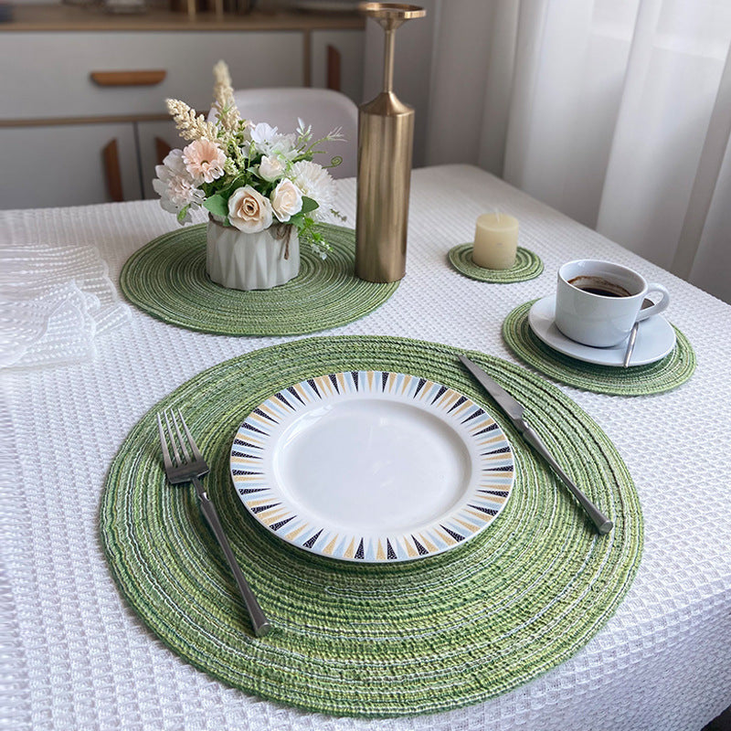 8 Pcs Coffee Woven Round Placemat - Non-Slip, Heat-Resistant Dining Table Mat, 30cm