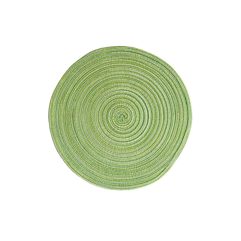 8 Pcs Green Woven Round Placemat - Non-Slip, Heat-Resistant Dining Table Mat, 30cm