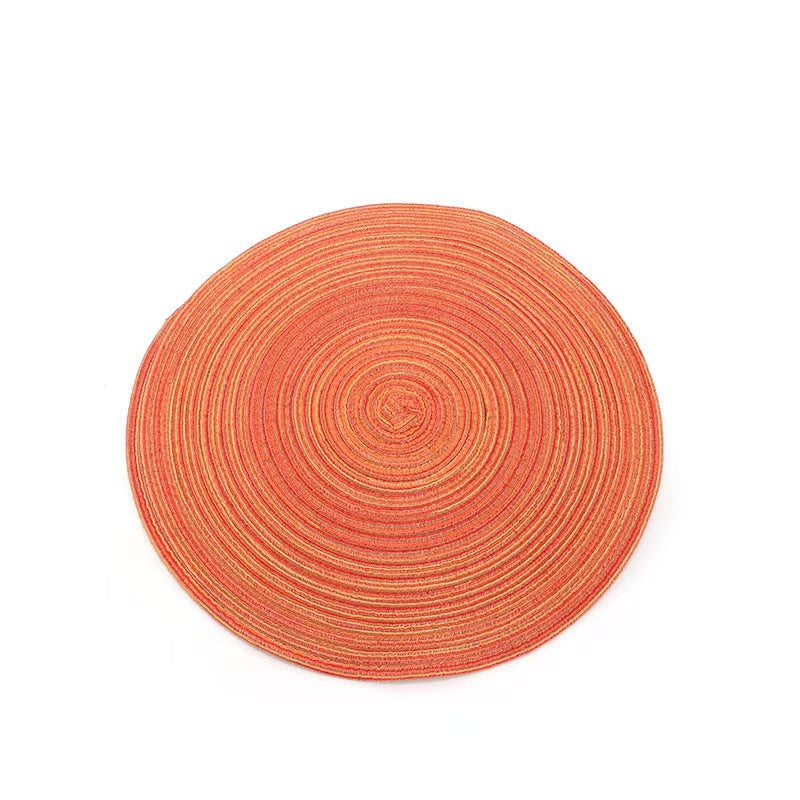 8 Pcs Orange Woven Round Placemat - Non-Slip, Heat-Resistant Dining Table Mat, 30cm