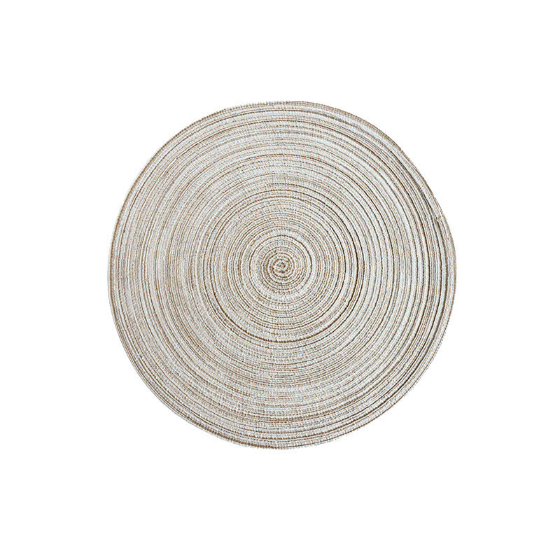 8 Pcs Beige Woven Round Placemat - Non-Slip, Heat-Resistant Dining Table Mat, 36cm
