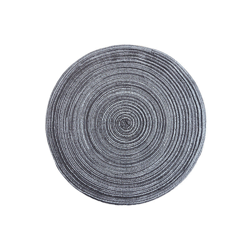 8 Pcs Dark Grey Woven Round Placemat - Non-Slip, Heat-Resistant Dining Table Mat, 36cm