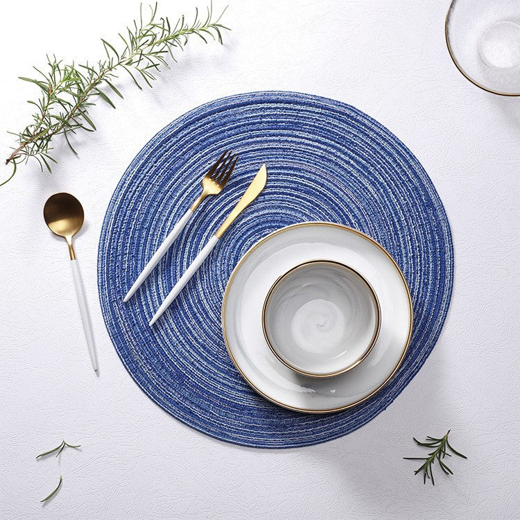 8 Pcs Khaki Woven Round Placemat - Non-Slip, Heat-Resistant Dining Table Mat, 36cm