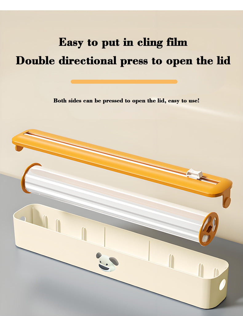 2 Pcs Beige And Yellow Bidirectional Cling Film Cutter - Reusable Wrap Dispenser for Cling Film, Foil, and Parchment, 36x7x5cm (Cling Film Not Included)