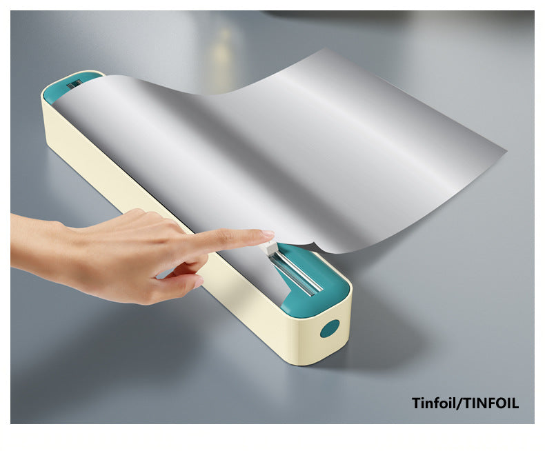 2 Pcs Beige And Blue Bidirectional Cling Film Cutter - Reusable Wrap Dispenser for Cling Film, Foil, and Parchment, 36x7x5cm (Cling Film Not Included)