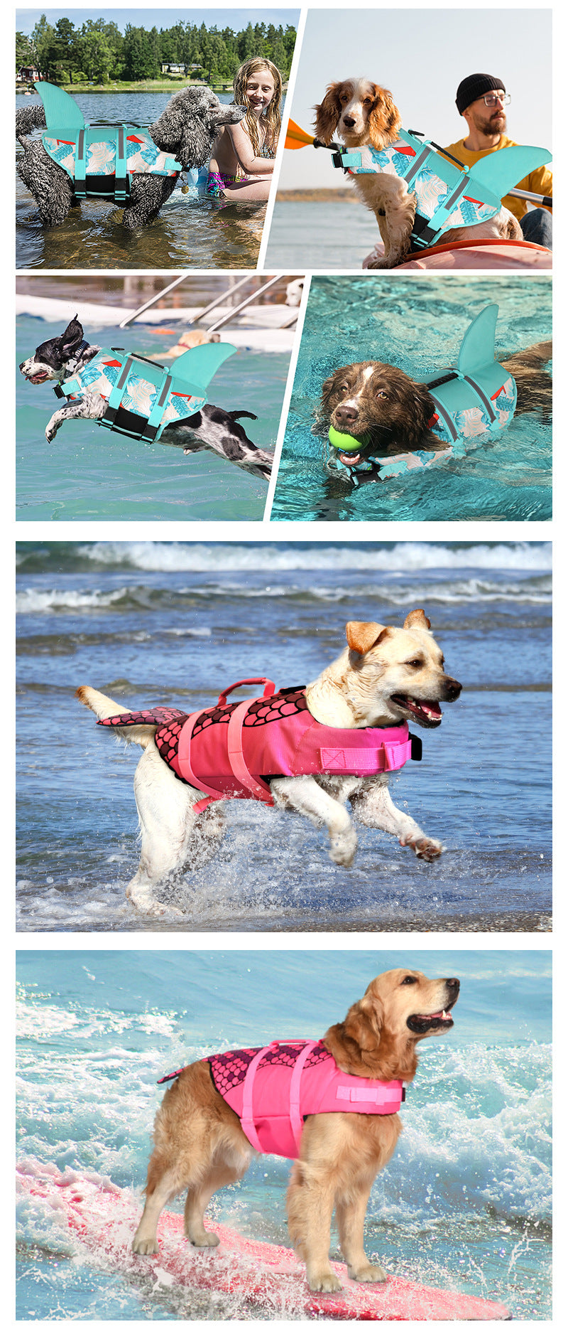 Size XS Blue Camouflage Pattern Pet Life Jacket for Dogs - Summer Swimming Safety Vest with Shark Fin for Small to Large Breeds