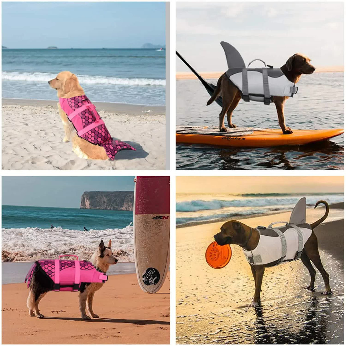 Size XS Blue Scales Pattern Pet Life Jacket for Dogs - Summer Swimming Safety Vest with Shark Fin for Small to Large Breeds