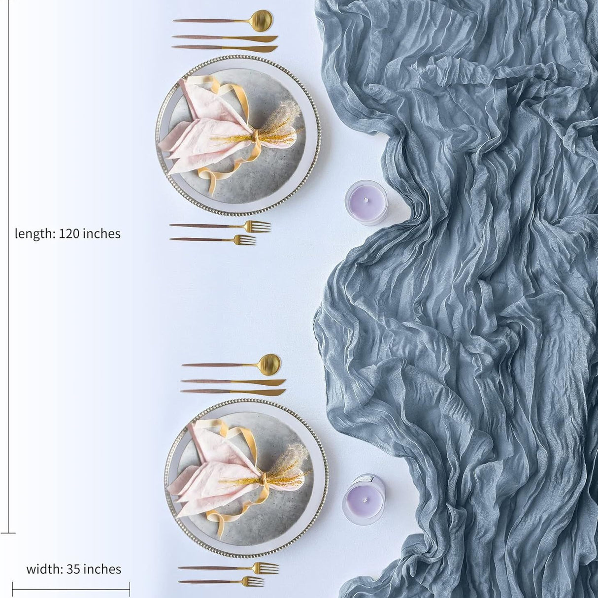 Yellow Bohemian Gauze Table Runner 2-Pack - Polyester Fabric for Party and Birthday Table Decor