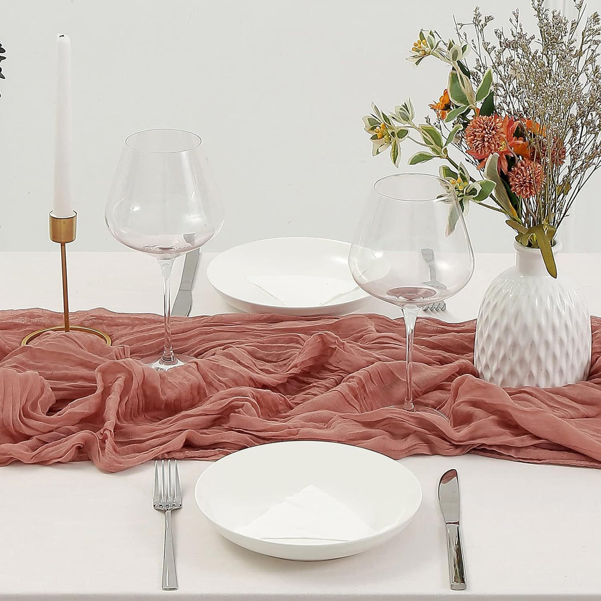 Dark Green Bohemian Gauze Table Runner 2-Pack - Polyester Fabric for Party and Birthday Table Decor