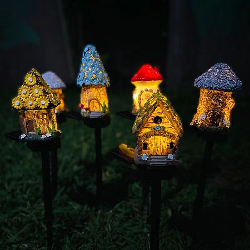 Style 2 White And Red Solar Resin Garden Stake Light - Outdoor Landscape Light for Yard and Patio Decor