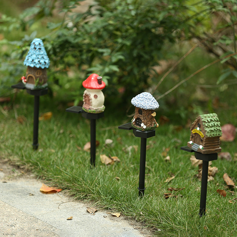 Style 4 Brown And Blue Solar Resin Garden Stake Light - Outdoor Landscape Light for Yard and Patio Decor