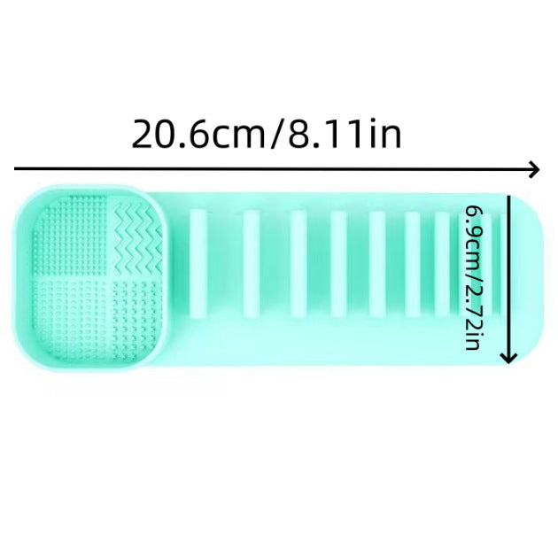 3 Pcs Pink Silicone Makeup Brush Organizer and Cleaning Rack - Wall-Mounted Holder with Brush Cleaning Texture