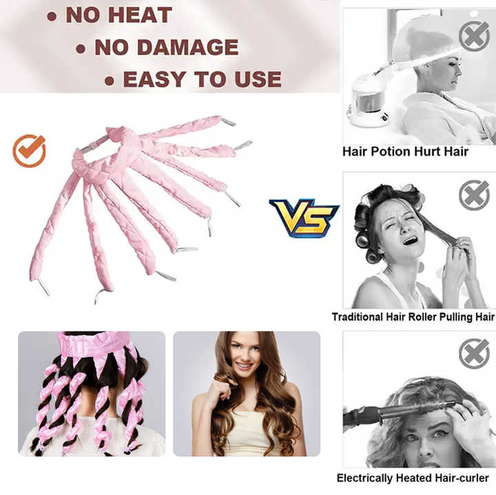 Pink Heatless Octopus Hair Curlers 2-Pack - 50cm Soft Fabric Curling Rods for Effortless, Damage-Free Curls
