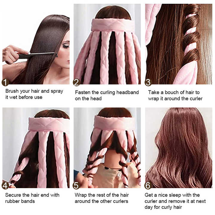 Pink Heatless Octopus Hair Curlers 2-Pack - 50cm Soft Fabric Curling Rods for Effortless, Damage-Free Curls