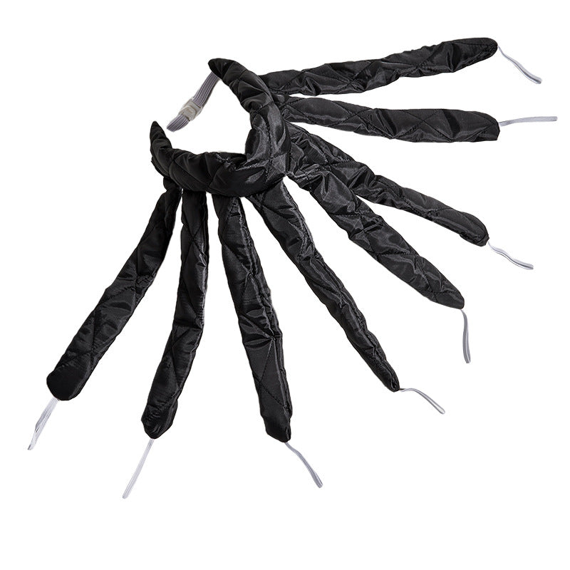Black Heatless Octopus Hair Curlers 2-Pack - 50cm Soft Fabric Curling Rods for Effortless, Damage-Free Curls