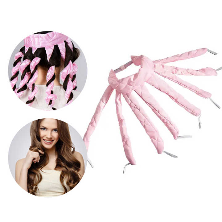 Black Heatless Octopus Hair Curlers 2-Pack - 50cm Soft Fabric Curling Rods for Effortless, Damage-Free Curls