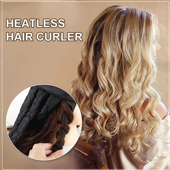 Black Heatless Octopus Hair Curlers 2-Pack - 50cm Soft Fabric Curling Rods for Effortless, Damage-Free Curls