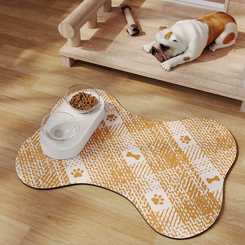 Yellow And White Pet Feeding Mat 35x50cm - Anti-Slip, Durable Diatom Mud Mat for Dogs and Cats, Easy to Clean