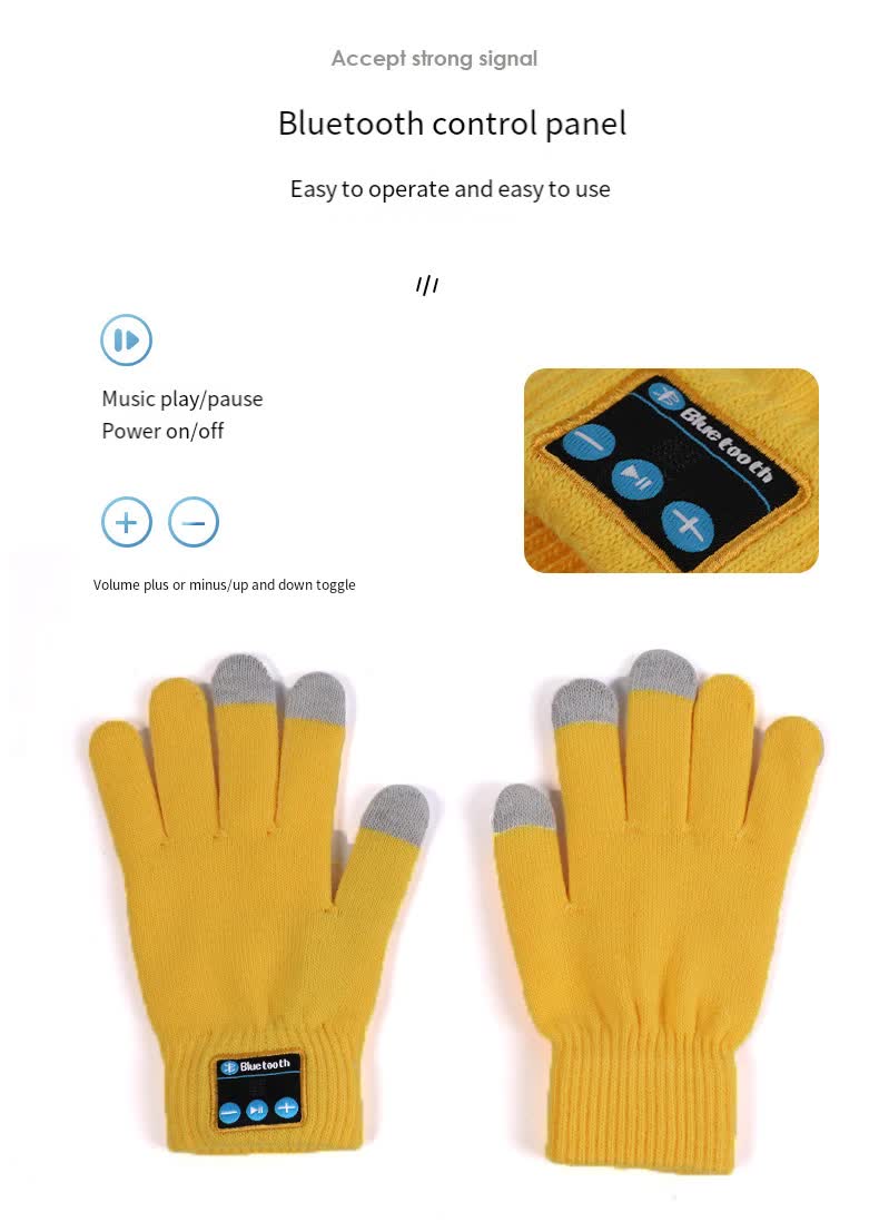 Black Bluetooth Touchscreen Winter Gloves - Warm, Thickened, and Hands-Free for Calls and Music, Perfect for Cycling