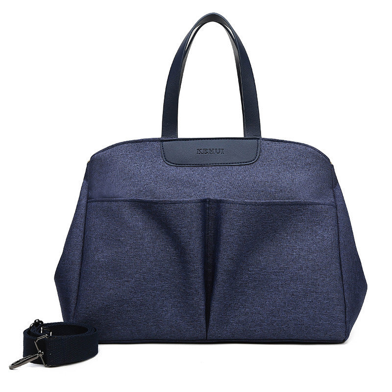 Size Large Dark Blue Stylish Multi-Function Diaper Bag - Insulated Tote with Shoulder Strap for Baby Essentials