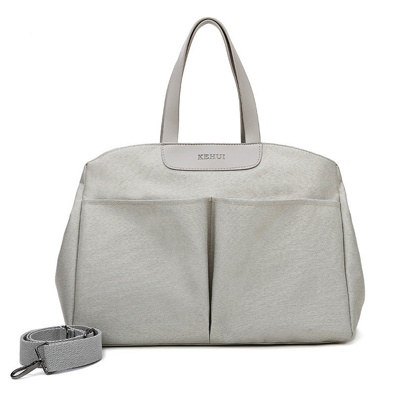 Size Large Grey Stylish Multi-Function Diaper Bag - Insulated Tote with Shoulder Strap for Baby Essentials