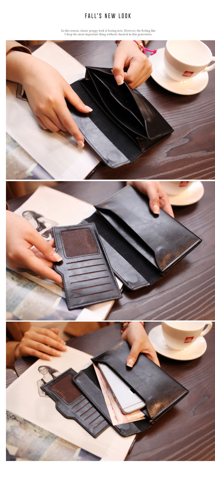 Dark Green Women's Genuine Leather Long Wallet - Slim Business Clutch with Snap Closure, Multi-Card Holder