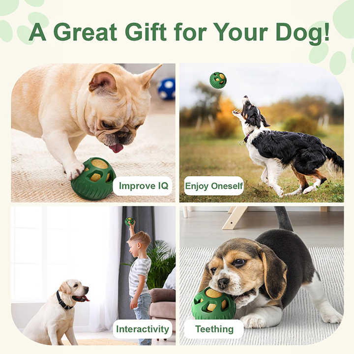Blue Ball and Yellow Mold Pet Treat Dispensing Ball and Molding Set - Silicone Dog Chew Toy for Teeth Cleaning and Boredom Relief